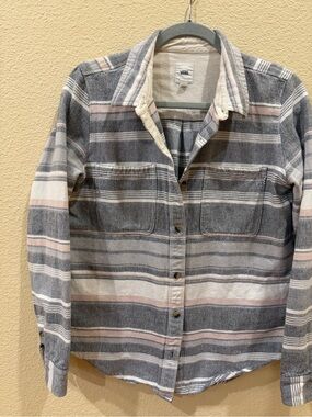 Vans Striped Shacket - Gray, Pink & Cream